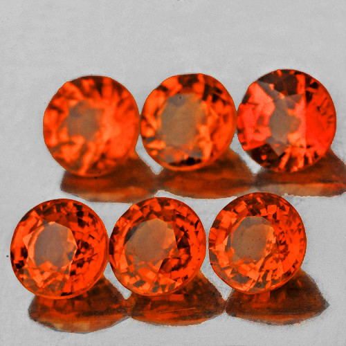 2.80 mm 6 pcs Round AAA Fire Intense Orange Sapphire Natural {Flawless-VVS}--AAA Grade