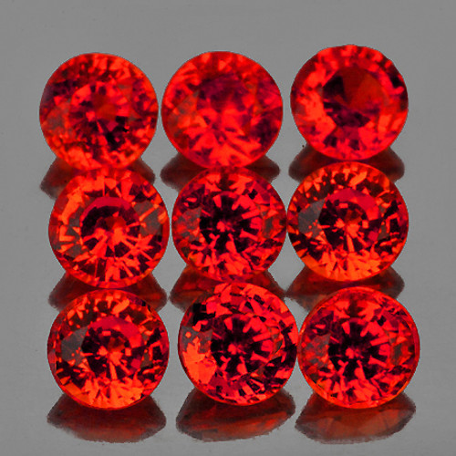 2.70 mm 9 pcs Round AAA Fire Intense Orange Red Sapphire Natural {Flawless-VVS}--AAA Grade