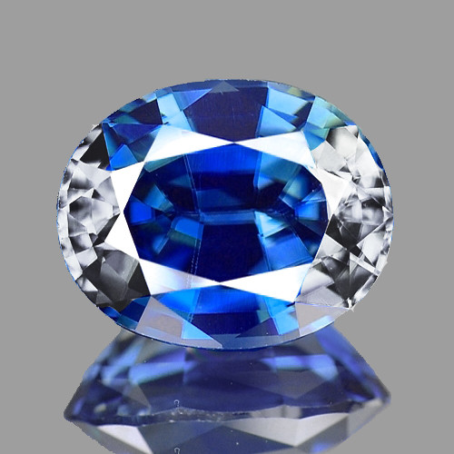 6x5 mm {0.82 cts} Oval AAA Fire Bi Color White Blue Sapphire Natural {Flawless-VVS}