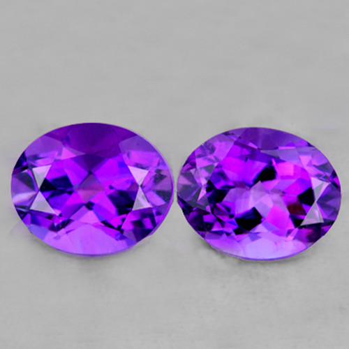 10x8 mm 2 pcs Oval AAA Fire Intense Purple Amethyst Natural {Flawless-VVS}