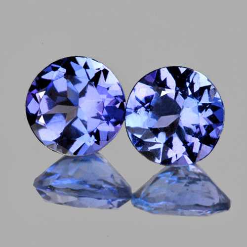 4.30 mm 2 pcs Round AAA Fire Natural Purple Blue Tanzanite {Flawless-VVS1}