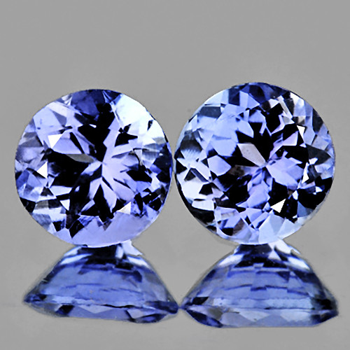 4.80 mm 2 pcs Round ฺBrilliant Cut Best AAA Fire Natural Purple Blue Tanzanite {Flawless-VVS1}