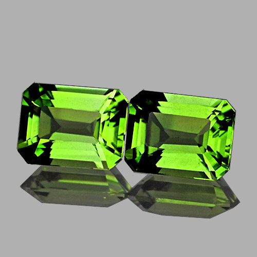 7x5.5 mm 2pcs { 2.28 cts} Octagon AAA Fire Intense Apple Green Tourmaline Natural {Flawless-VVS}--AAA Grade