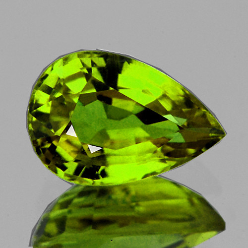 8x6mm {1.15 cts} Pear AAA Fire Natural Apple Green Tourmaline Mozambique {Flawless-VVS}