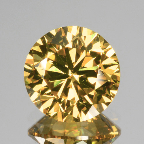 5.70 mm {1.03 cts} Round Brilliant Machine Cut Extreme Brilliancy Natural Golden Yellow Zircon {Flawless-VVS1}--AAA Grade