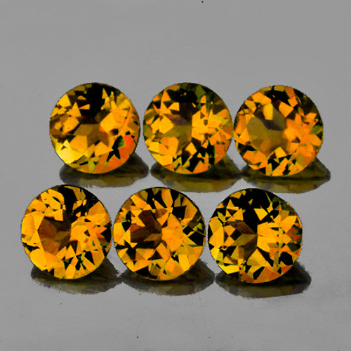 4.00 mm 6 pcs Round Brilliant Cut AAA Fire Intense Golden Yellow Tourmaline Mozambique Natural {Flawless-VVS1}