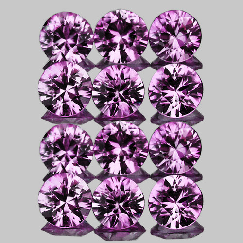 2.50 mm 12 pcs Round Machine Brilliant Cut Extreme Brilliancy Natural Pink Sapphire Mozambique {Flawless-VVS}