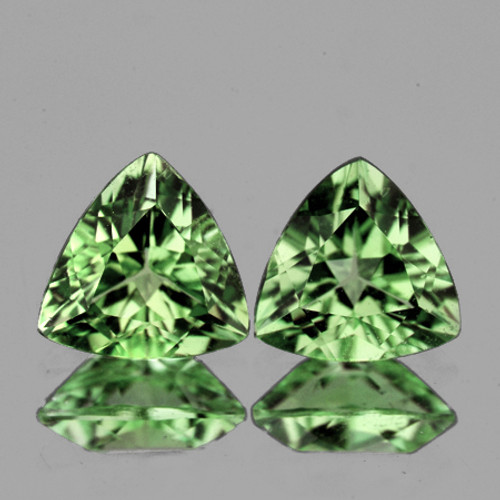 4.00 mm 2 pcs Trillion Brilliant Cut Best AAA Fire Natural Green Sapphire {Flawless-VVS}--AAA Grade