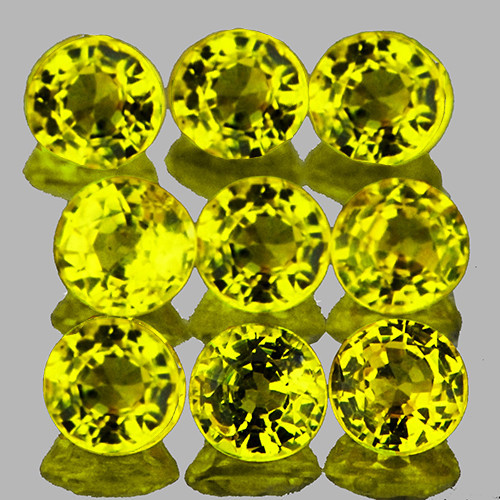 2.70 mm 9 pcs Round AAA Fire Intense Canary Yellow Sapphire Natural {Flawless-VVS}--AAA Grade