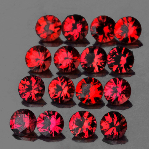 2.50 mm 16 pcs Round Brilliant Cut AAA Fire Intense Red Sapphire Natural {Flawless-VVS}