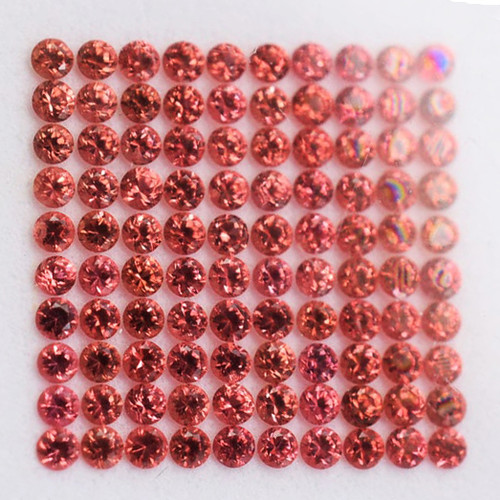 1.20 mm 100 pcs Round Machine Brilliant Cut Extreme Brilliancy Natural Orange Red Sapphire {Flawless-VVS1}