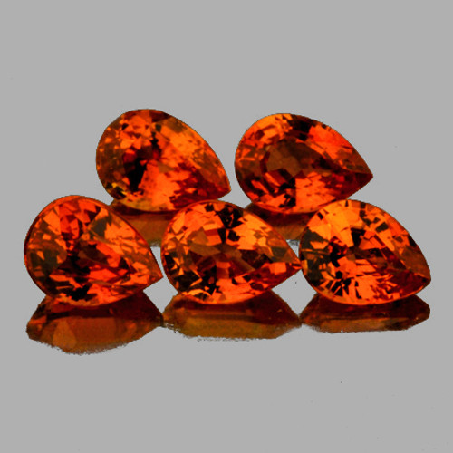 4.5x3.5 mm 5 pcs Pear AAA Fire Intense Orange Sapphire Natural (Flawless-VVS}--AAA Grade