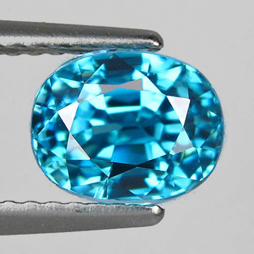 8.5x6.5 mm { 3.92 cts} Oval AAA Fire Intense Electric Blue Zircon Natural {Flawless-VVS1}