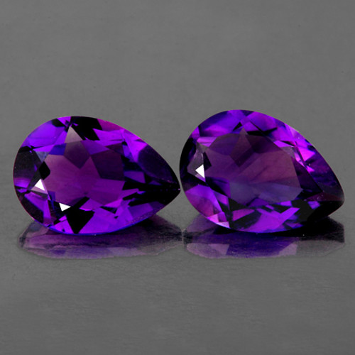 14x9.5 mm 2pcs {7.67 cts} Pear AAA Fire Intense Royal Purple Amethyst Natural {Flawless-VVS1}