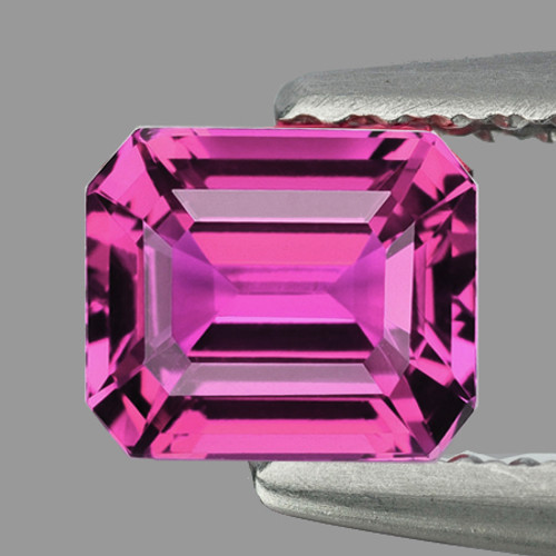 7x5.5 mm { 1.05 cts} Emerald Cut AAA Luster Intense Hot Pink Tourmaline Natural { Flawless-VVS }--AAA Grade