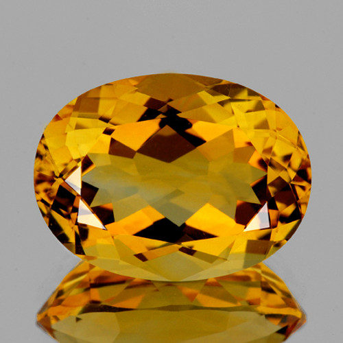 16x12 mm { 9.57 cts} Oval Brilliant Cut AAA Fire Intense Golden Yellow Citrine Natural {Flawless-VVS1}