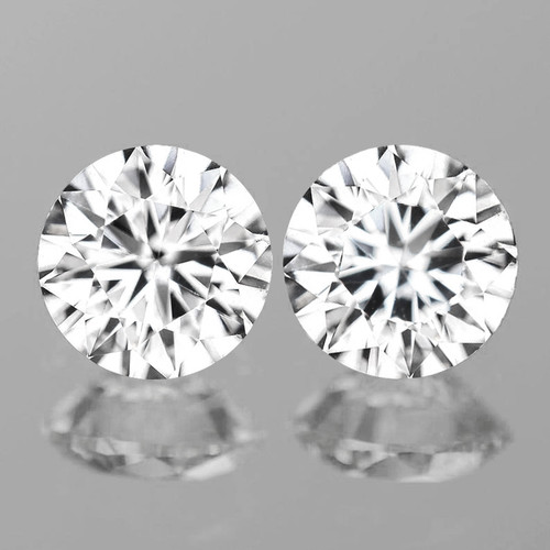 7.50 mm 2pcs Round Brilliant Cut Best AAA Fire Natural Diamond White Zircon {Flawless-VVS1}--AAA Grade