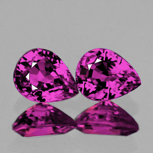 5x4 mm 2 pcs Pear AAA Fire Intense Red Violet Mozambique Sapphire Natural {Flawless-VVS}--AAA Grade