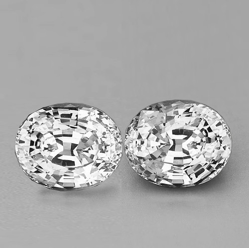 6.5x5mm 2pcs Oval AAA Fire Natural Diamond White Ceylon Sapphire {Flawless-VVS}--AAA Grade