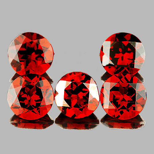 6.50 mm 5 pcs Round AAA Fire Intense Red Mozambique Garnet Natural {Flawless-VVS}--AAA Grade