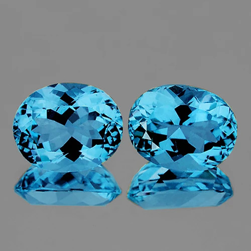 12x10 mm 2 pcs Oval Brilliant Cut AAA Fire Intense Sky Blue Topaz Natural {Flawless-VVS1}--AAA Grade