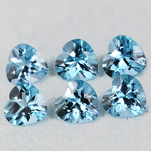 4.00 mm 6 pcs Heart AAA Fire Natural Santa Maria Blue Aquamarine {Flawless-VVS}