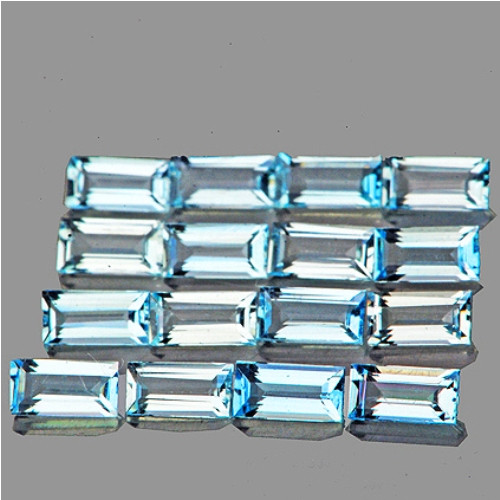 4x2 mm 16 pcs Baguette Best AAA Fire Natural Sky Blue Aquamarine {Flawless-VVS}