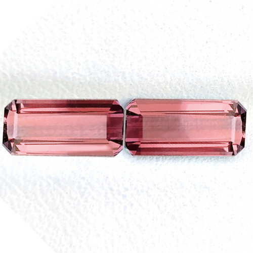 8x4 mm 2pcs { 1.70 cts } Octagon Emerald Cut AAA Luster Intense Peach Pink Tourmaline Natural { VVS }