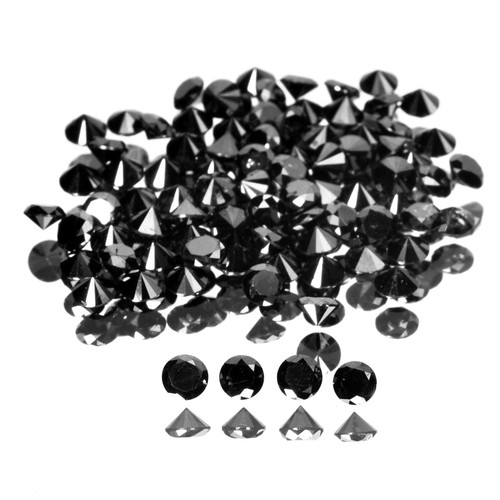2.50 mm 30 pcs Round Diamond Cut Natural Jet Black Onyx