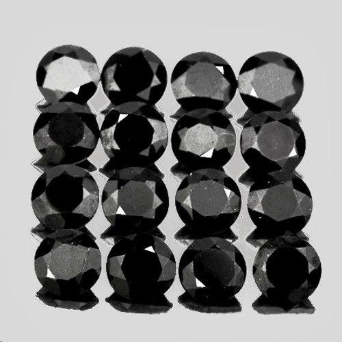 4.00 mm 16 pcs Round Diamond Cut Natural Jet Black Onyx