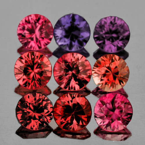 3.30 mm 9 pcs {1.37 cts} Round Brilliant Cut Extreme Brilliancy Mix Fancy Color Spinel Natural {Flawless-VVS1