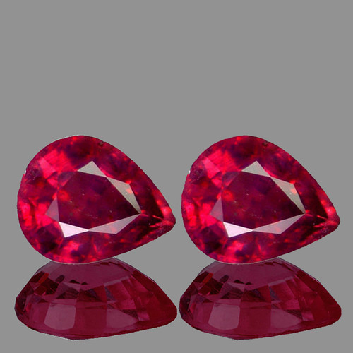 7x5 mm 2 pcs Pear AAA Fire Intense Red Mozambique Ruby Natural {VVS Clarity}--AAA Grade