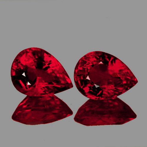 9x7 mm 2 pcs  Pear AAA Fire Intense Red Mozambique Ruby Natural