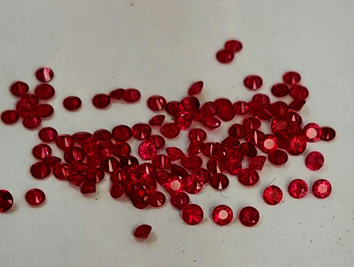 1.60 mm 45 pcs Round Diamond Cut Natural Intense Red Ruby ( Longido Tanzania)