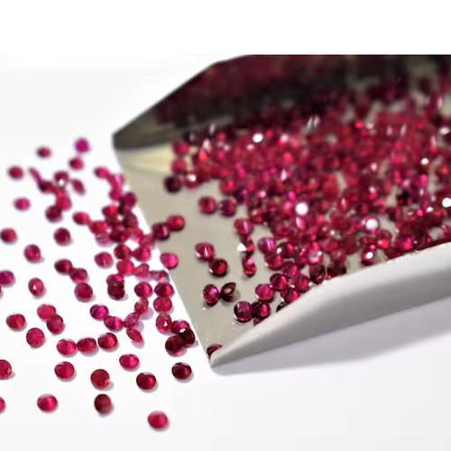 1.10 mm 100 pcs Round Diamond Cut Natural Intense Red Ruby ( Longido Tanzania)