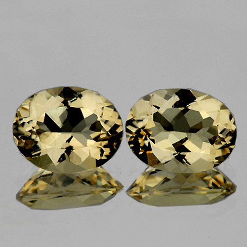11x9 mm 2pcs {7.03 cts} Oval AAA Fire Natural AAA Yellow Beryl 'Heliodor' {Flawless-VVS}