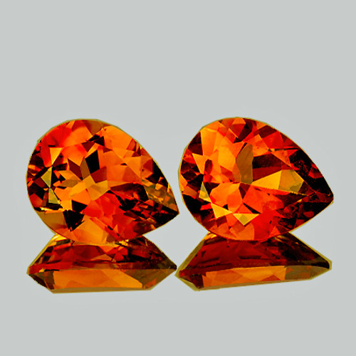 10x8 mm 2 pcs Pear AAA Fire Intense Madeira Orange Citrine Natural (Flawless-VVS}--AAA Grade