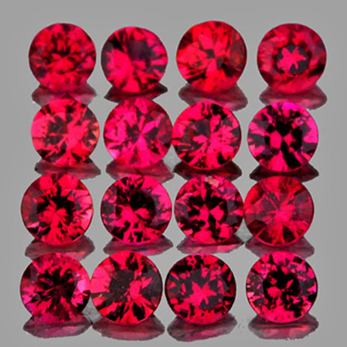2.00 mm 25 pcs Round Brilliant Cut AAA Fire Premium Red Mogok Ruby Natural {Flawless-VVS}--AAA  Grade