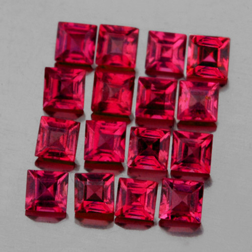 1.60 mm 25 pcs Square AAA Fire Intense Red Mozambique Ruby Natural {VVS-VS}