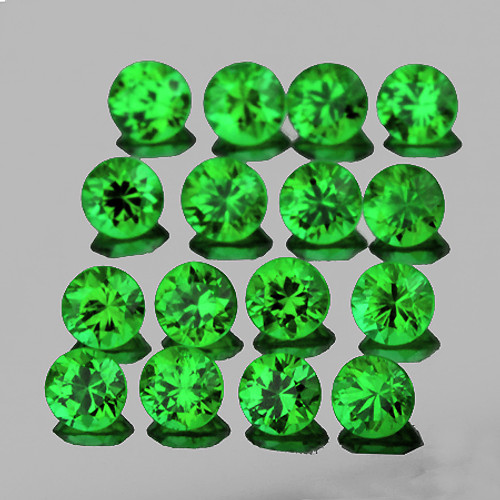 2.00 mm 30 pcs Round Diamond Cut AAA Fire Intense Chrome Green Tsavorite Garnet Natural (Flawless-VVS}