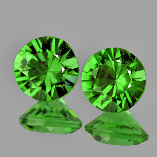 4.30 mm 2 pcs Round Diamond Cut AAA Fire Natural Chrome Green Tsavorite Garnet {VVS}