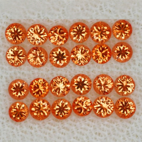 1.90 mm 30 pcs Round Machine Brilliant Cut Extreme Brilliancy Mandarin Orange Sapphire Natural {Flawless-VVS1}--AAA Grade