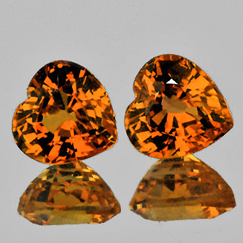 5.00 mm 2 piece Heart AAA Fire Natural Orange Sapphire {Flawless-VVS}--AAA Grade