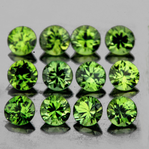 2.50 mm 12 pcs {1.00 cts} Round Machine Brilliant Cut Extreme Brilliancy Intense Green Australia Sapphire Natural {Flawless-VVS}
