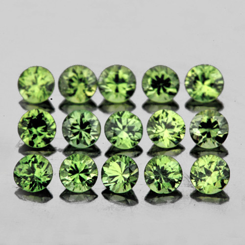 2.00 mm 25 pcs Round Brilliant Machine Cut Extreme Brilliancy Natural Yellow Green Sapphire Australia {Flawless-VVS}