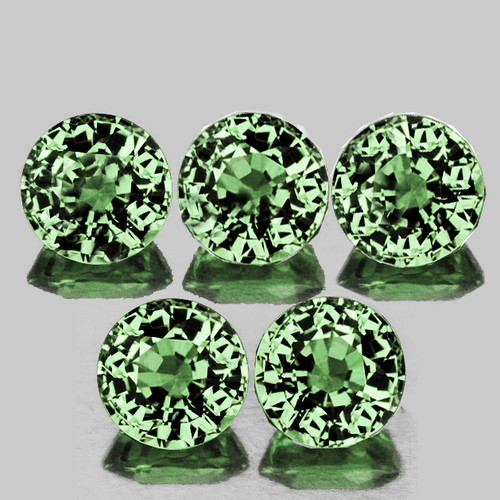 3.50 mm 5 pcs Round AAA Fire Natural Ceylon Green Sapphire {Flawless-VVS}--AAA Grade