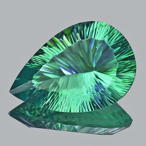 35x24 mm { 59.88 cts} Pear Concave Cut AAA Fire Emerald Green Fluorite Natural {Flawless-VVS1}--AAA Grade