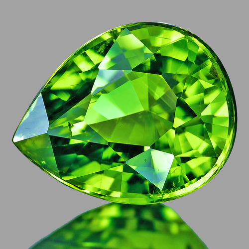 6.5x5.5 mm { 1.03 cts} Pear AAA Fire Rainbow Sparkles Premium Green Demantoid Natural {Flawless-VVS}--AAA Grade--FREE CERTIFICATE