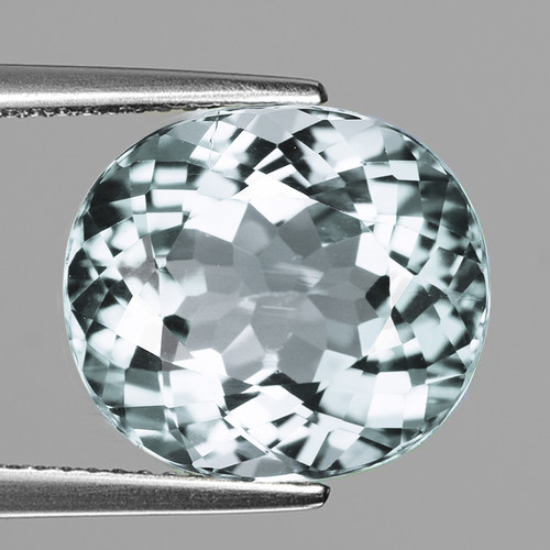 14x12 mm { 8.41 cts} Oval Brilliant Cut AAA Fire Natural Soft Blue Aquamarine { Flawless-VVS}