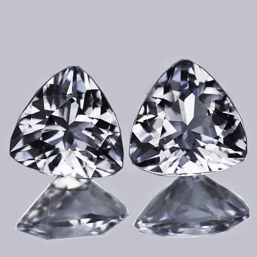 7.00 mm 2pcs { 1.85 cts} Trilliant Brilliant Cut AAA Fire Titanium Beryl Natural { Flawless-VVS}